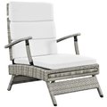 Patio Trasero Envisage Chaise Outdoor Patio Wicker Rattan Lounge Chair, Light Gray White PA1732635